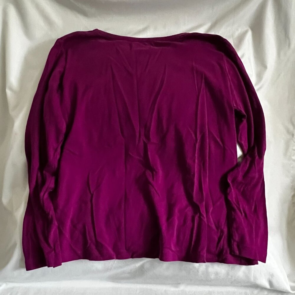 St. Johns Bay Womens Long-Sleeve Crewneck Shirt XL Pink 100% Cotton Casual Top - Picture 3 of 3